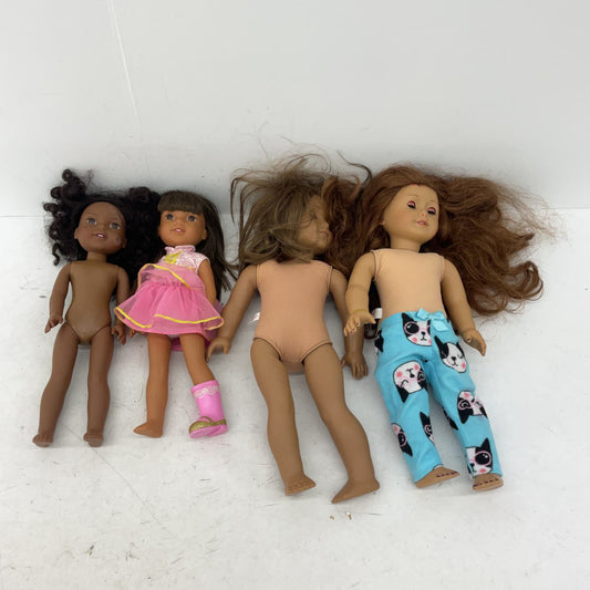 4 American Girl Doll Lot Brown Black Hair Pink Dress - Warehouse Toys