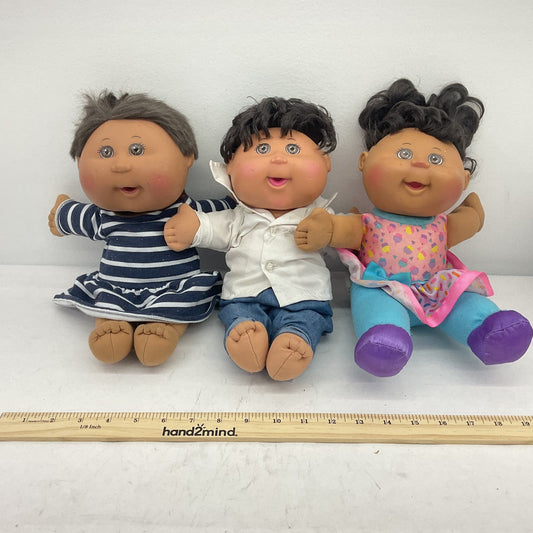 Cabbage Patch Baby Doll Lot Brown Gray Hair Pink Black White Striped Dress - Warehouse Toys