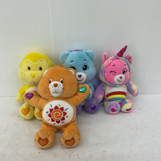 Care Bears Blue Pink Brown Yellow Stuffed Animal Plush Lot Monkey Flower Rainbow - Warehouse Toys