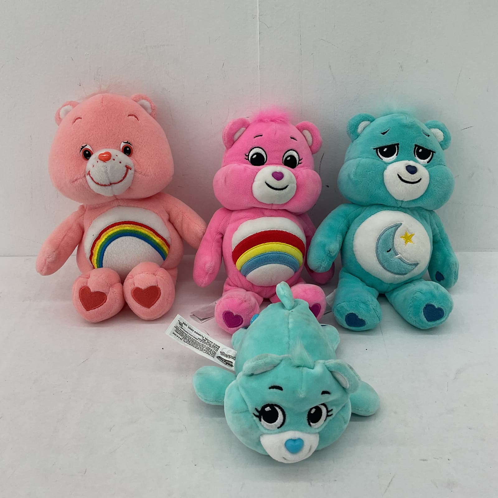 Care Bears Blue Pink Green Rainbow Moon Stuffed Animal Plush Lot - Warehouse Toys