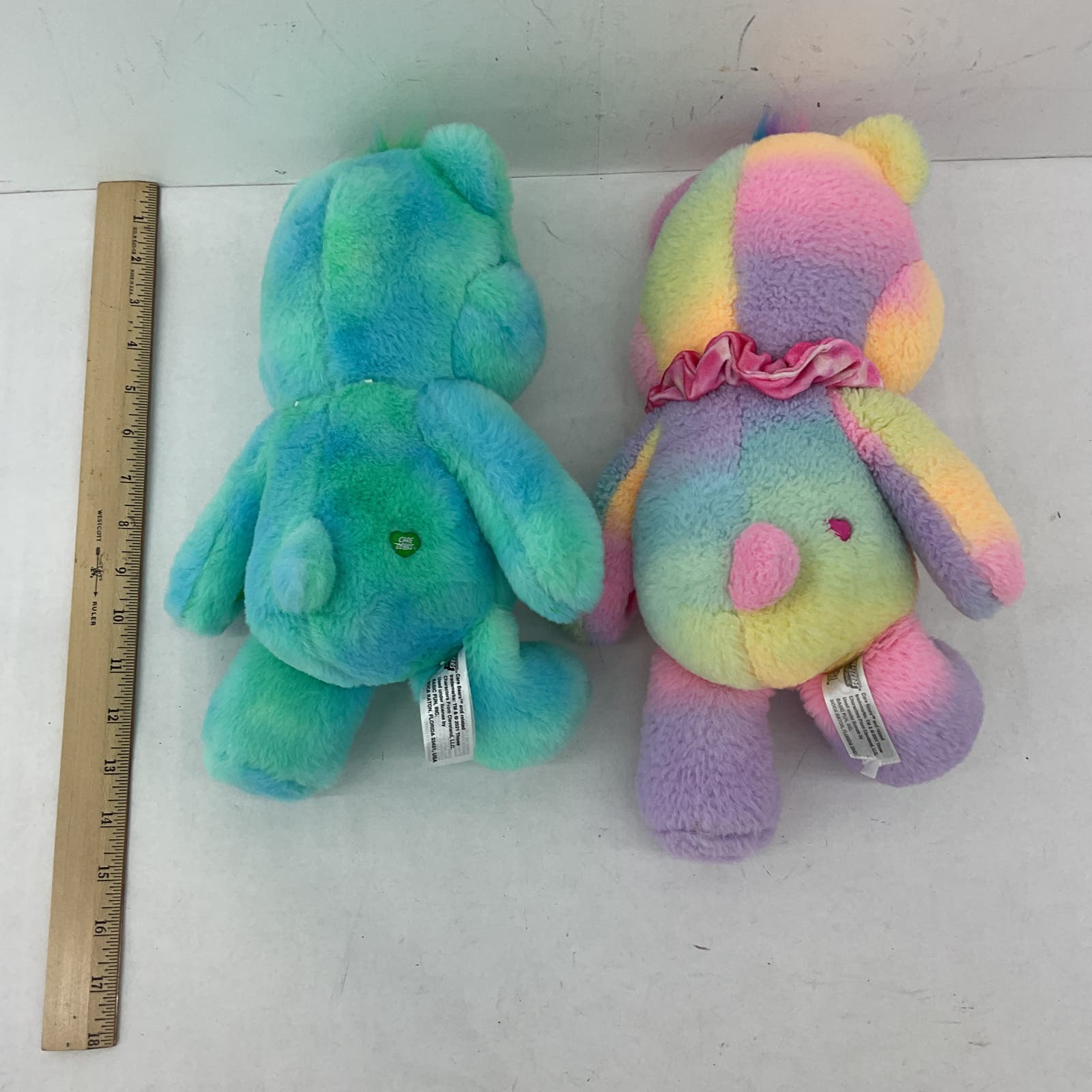 Care Bears Blue pink Tie Dye Rainbow Heart Plush Stuffed Animal Toys - Warehouse Toys