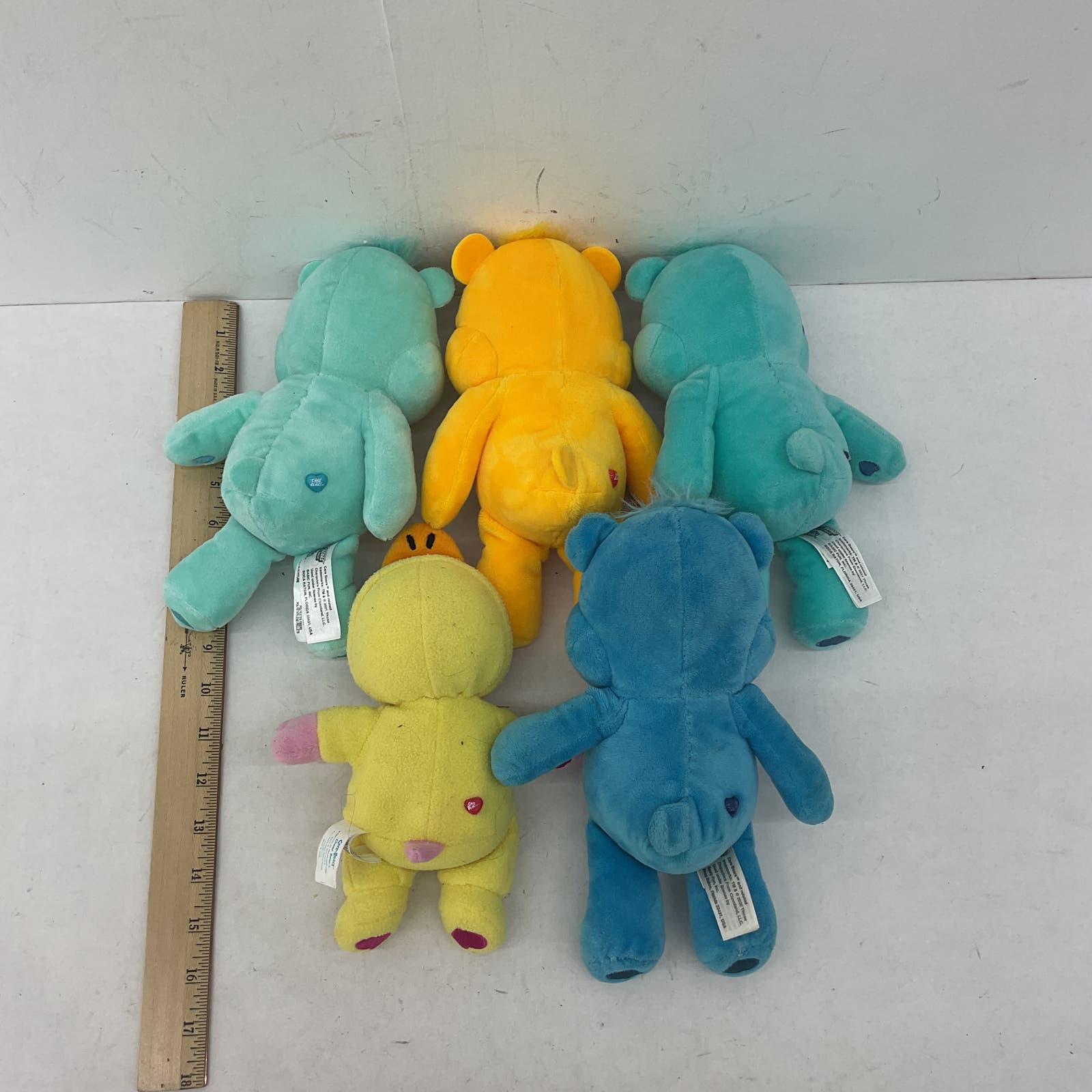 Care Bears Blue Yellow Green Stuffed Animal Toy Plush Lot Grumpy - Warehouse Toys