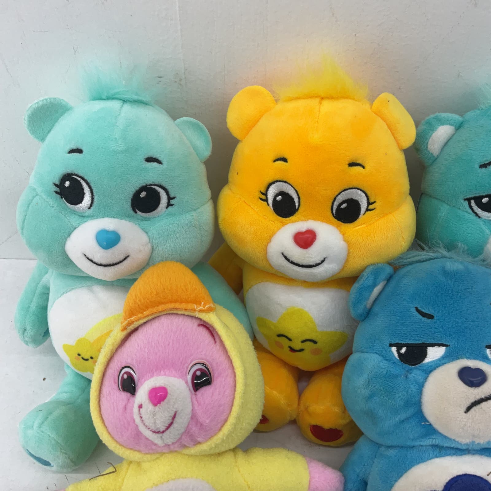 Care Bears Blue Yellow Green Stuffed Animal Toy Plush Lot Grumpy - Warehouse Toys