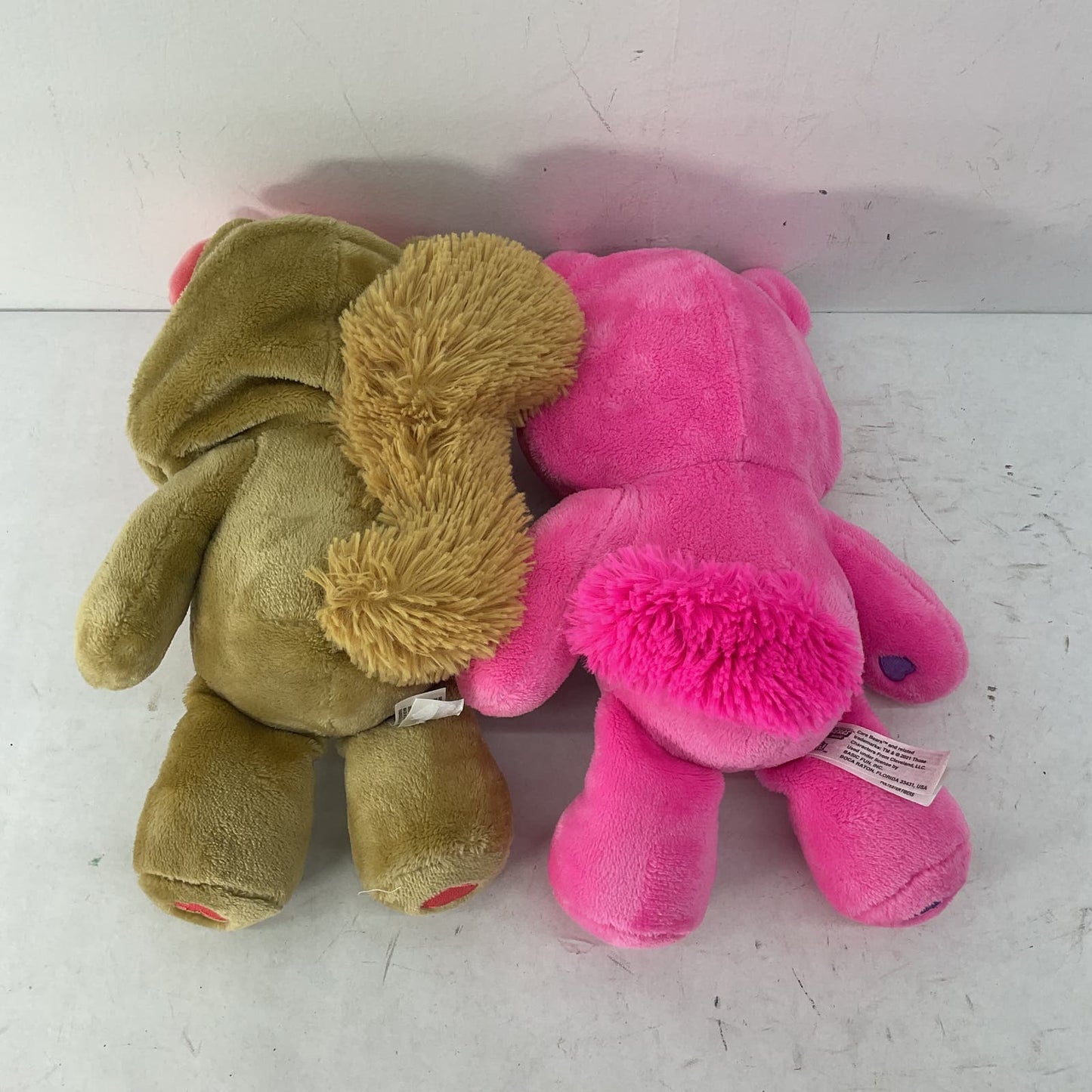 Care Bears Brown Purple Pink Heart Stuffed Animal Plush Toy Lot Hooded - Warehouse Toys