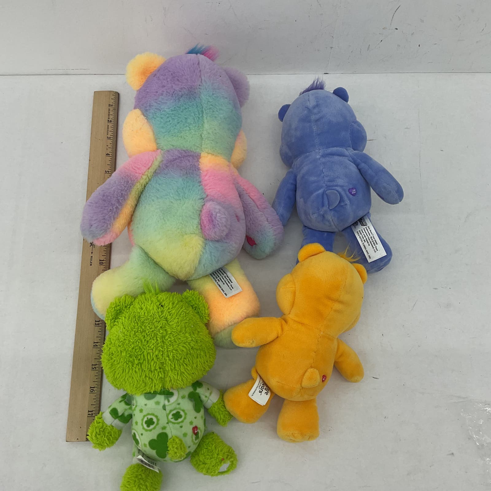 Care Bears Green Blue Orange Stuffed Animal Plush Toy Lot Clover Flower - Warehouse Toys