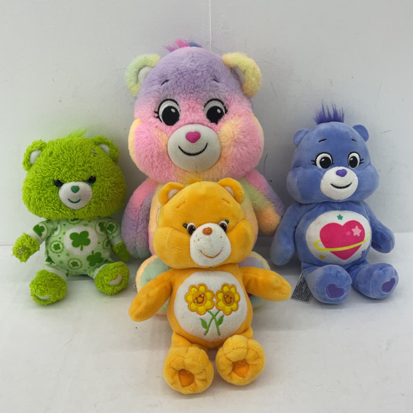 Care Bears Green Blue Orange Stuffed Animal Plush Toy Lot Clover Flower - Warehouse Toys