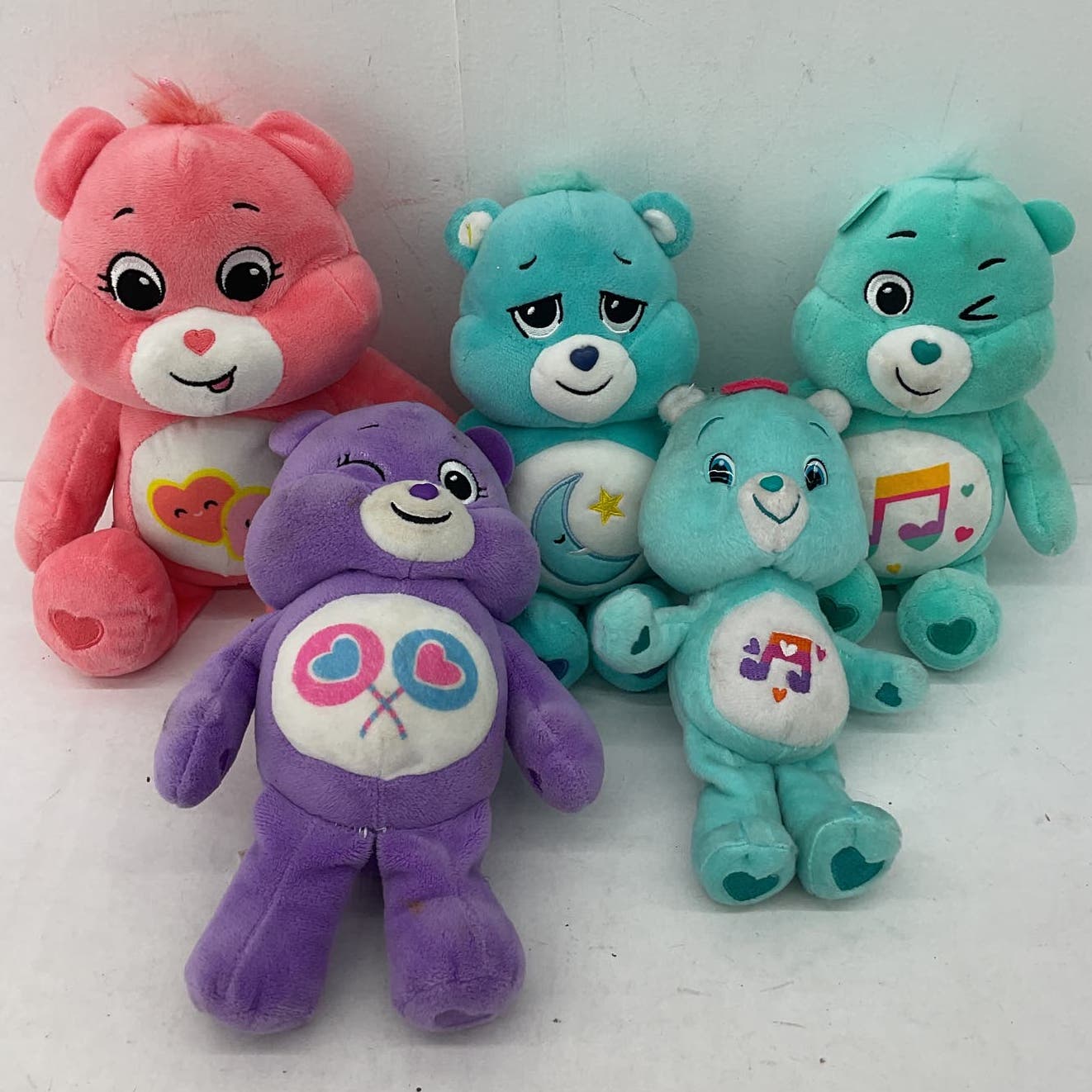 Care Bears Green Pink Purple Stuffed Animal Toy Collection Lot - Warehouse Toys