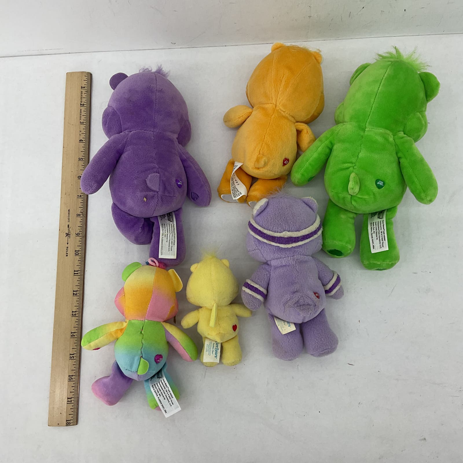 Care Bears Green Purple Yellow Star Heart Stuffed Animal Toy Plush Lot - Warehouse Toys