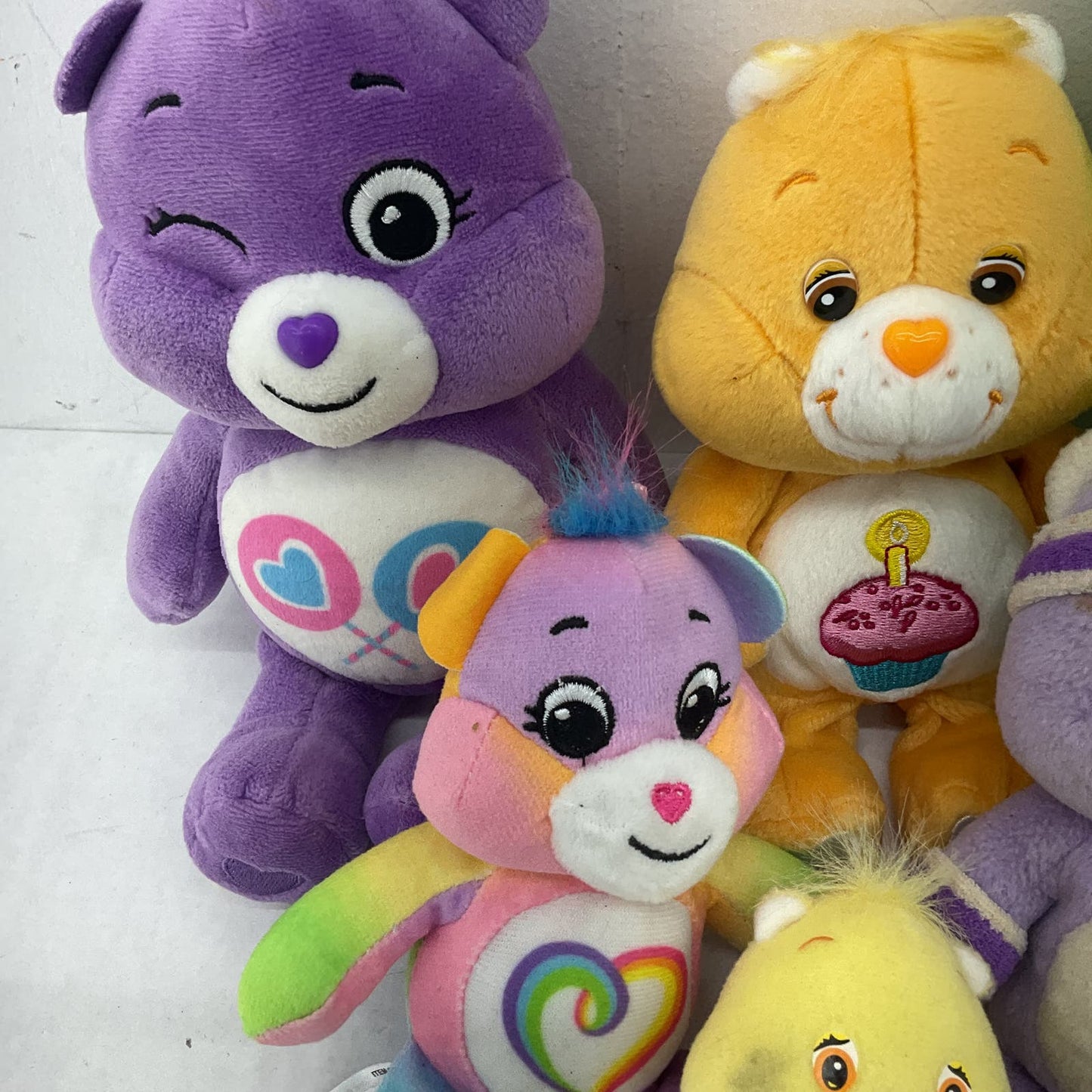 Care Bears Green Purple Yellow Star Heart Stuffed Animal Toy Plush Lot - Warehouse Toys