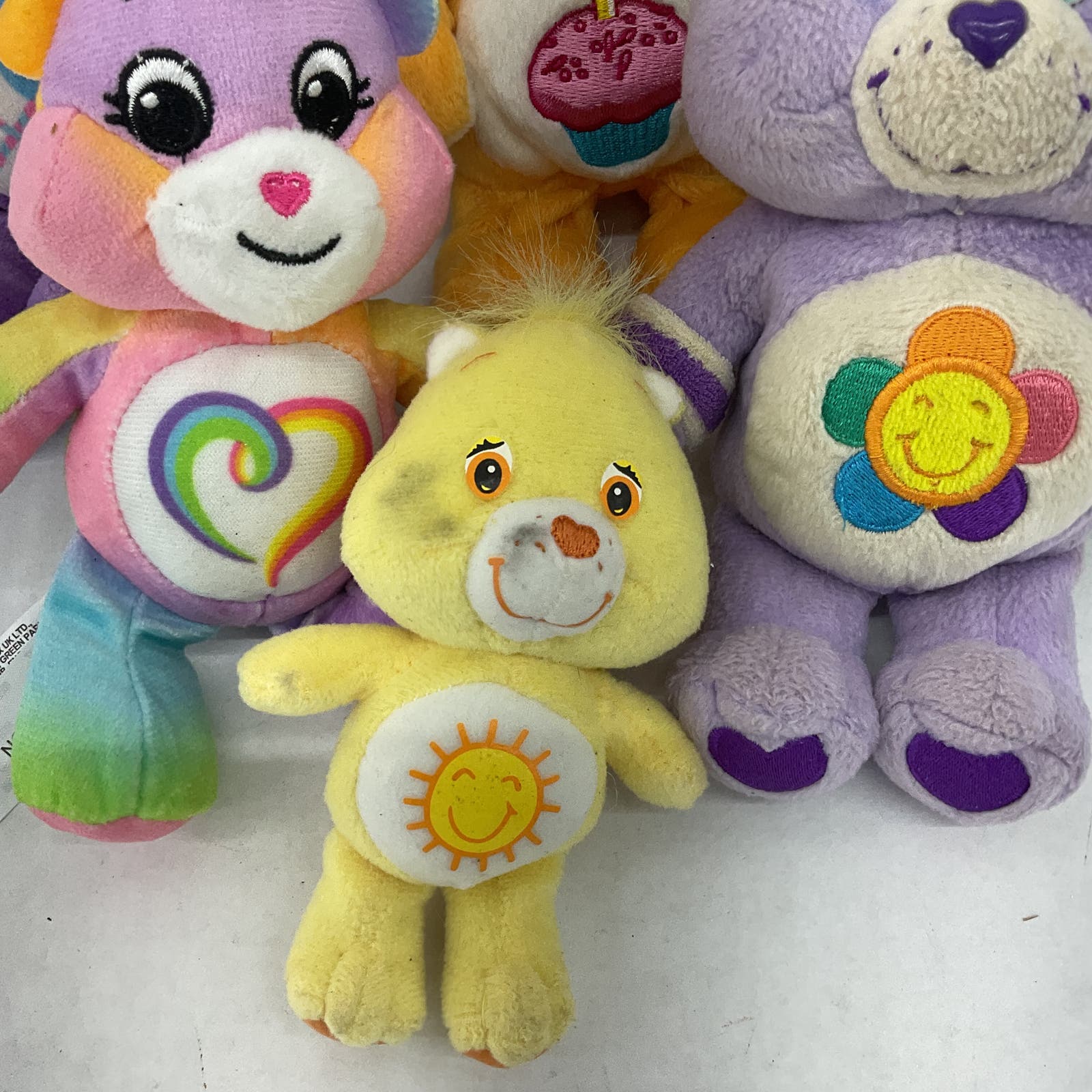 Care Bears Green Purple Yellow Star Heart Stuffed Animal Toy Plush Lot - Warehouse Toys