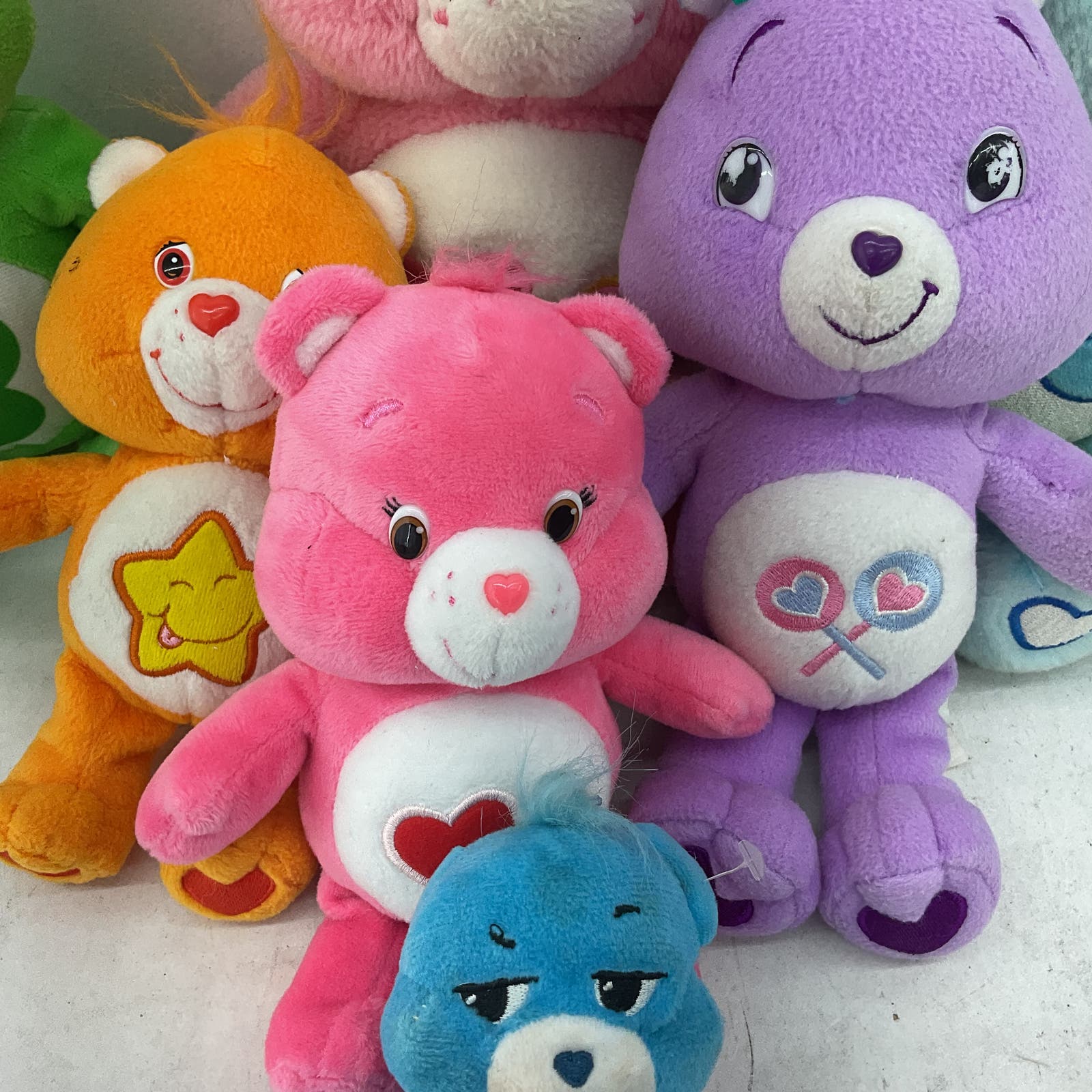 Care Bears Orange Blue Green Purple Cloud Star Grumpy Stuffed Animal Plush Lot - Warehouse Toys