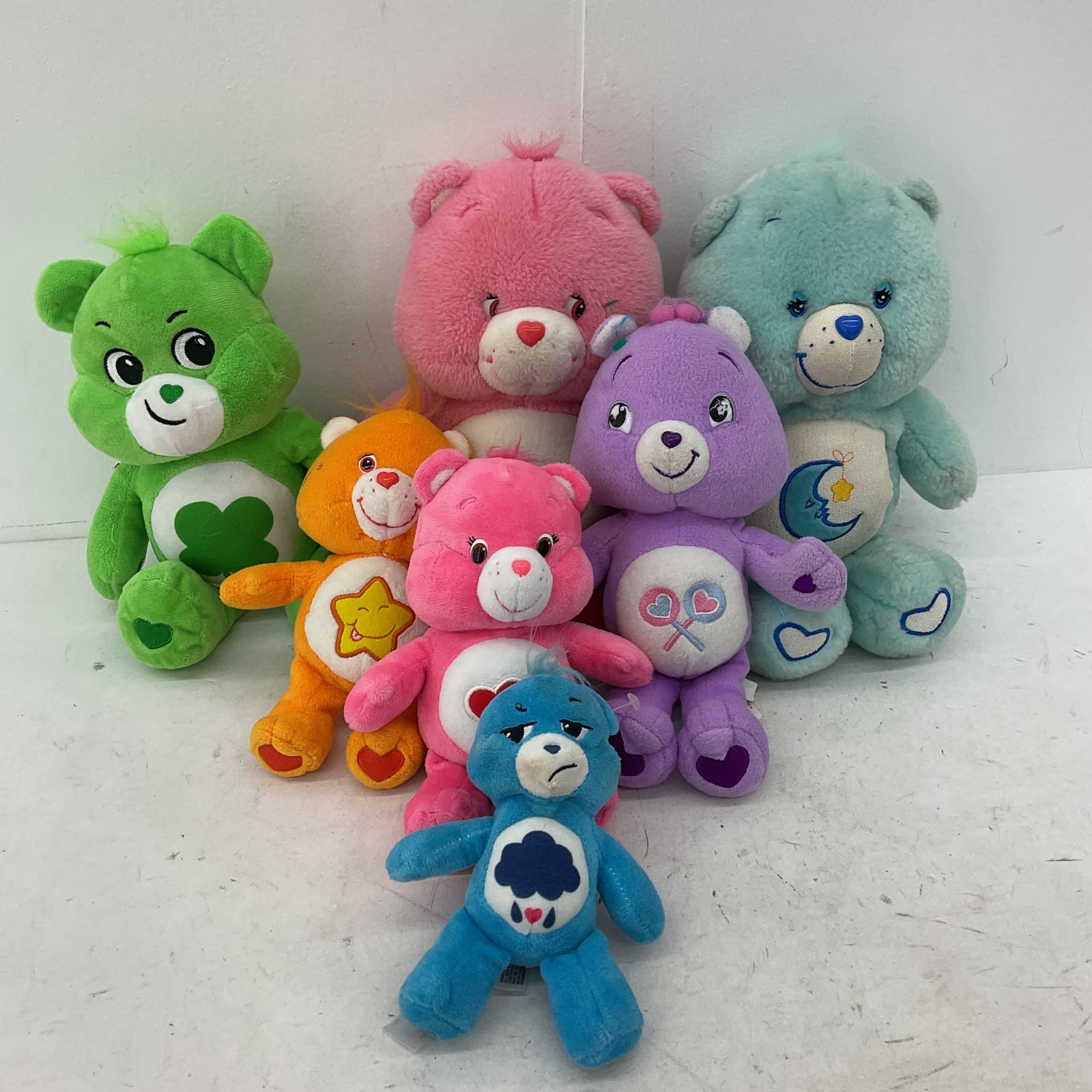 Care Bears Orange Blue Green Purple Cloud Star Grumpy Stuffed Animal Plush Lot - Warehouse Toys