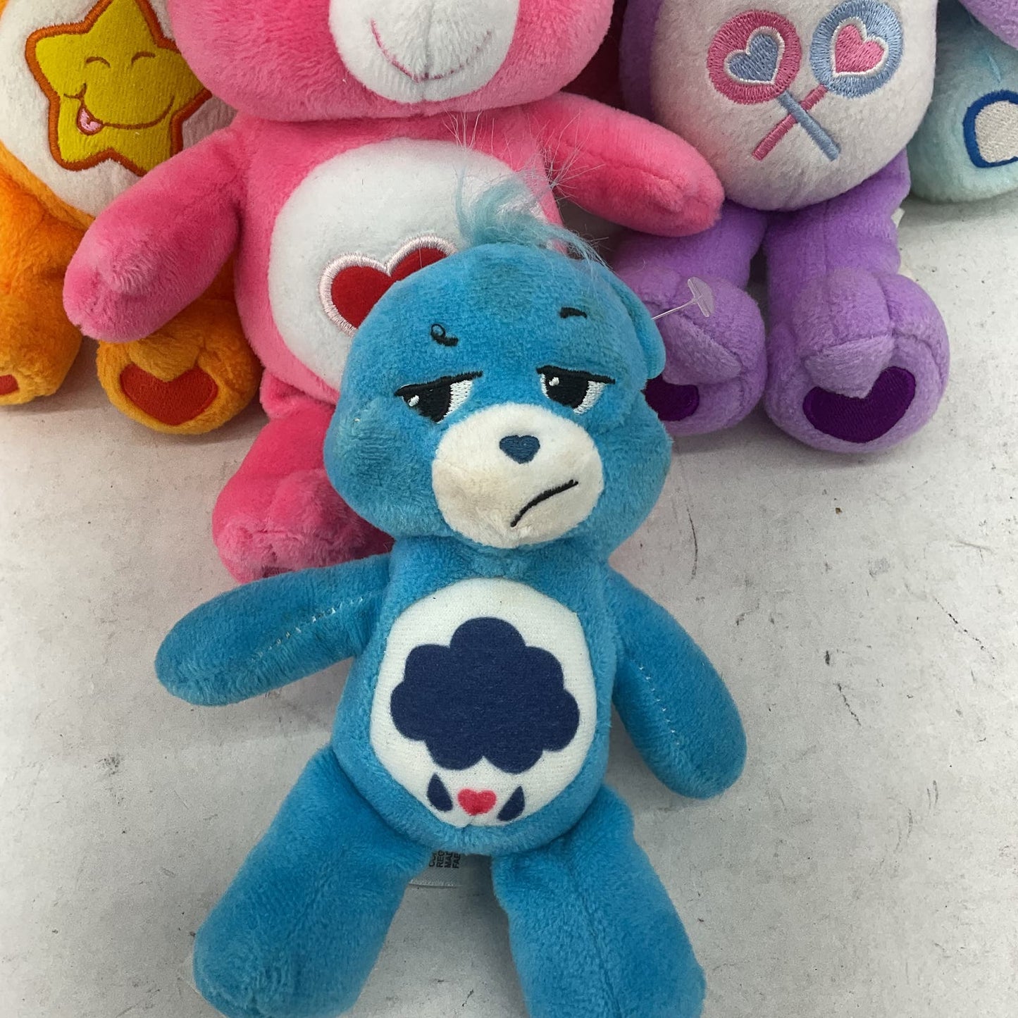 Care Bears Orange Blue Green Purple Cloud Star Grumpy Stuffed Animal Plush Lot - Warehouse Toys