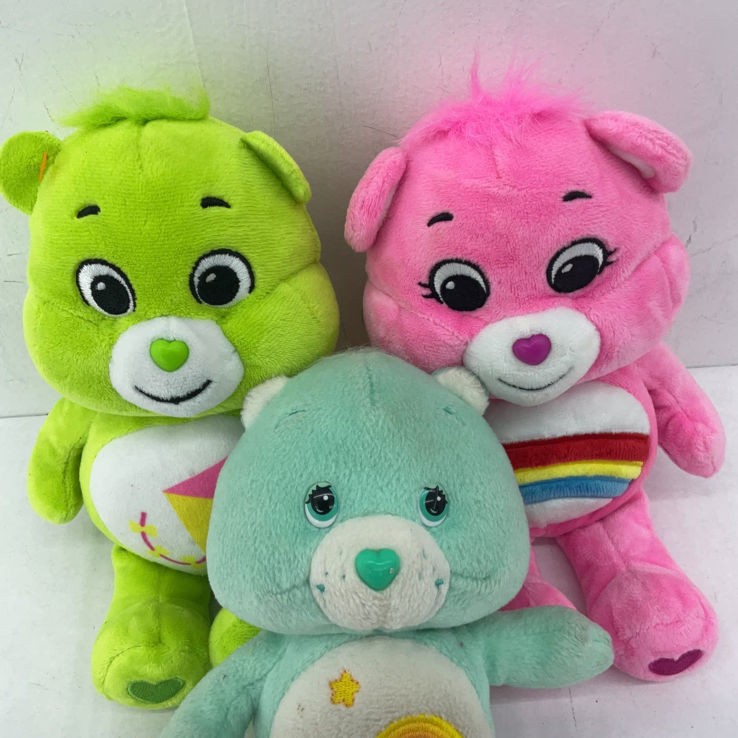 Care Bears Pink Green Kite Rainbow Plush Stuffed Animal Lot - Warehouse Toys