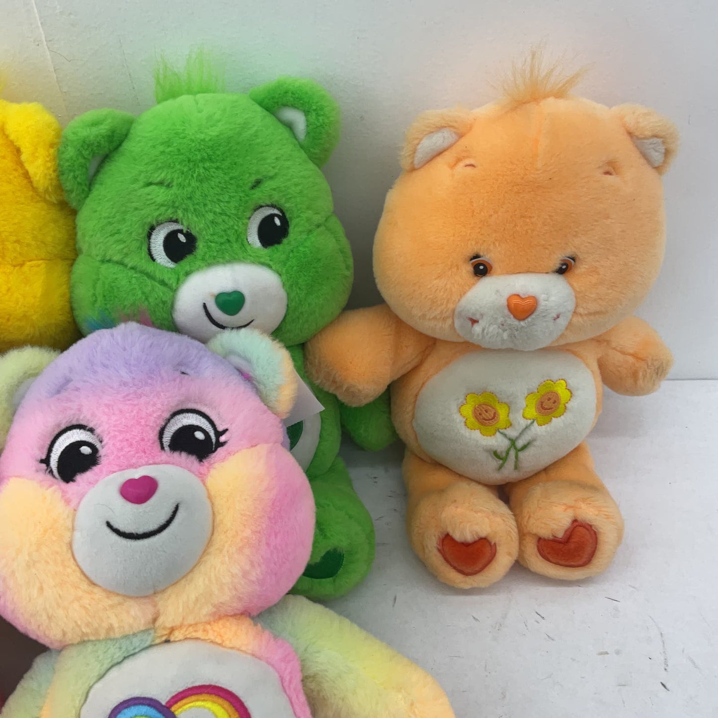 Care Bears Pink Orange Green Yellow Flower heart Plush Stuffed Animal Lot - Warehouse Toys