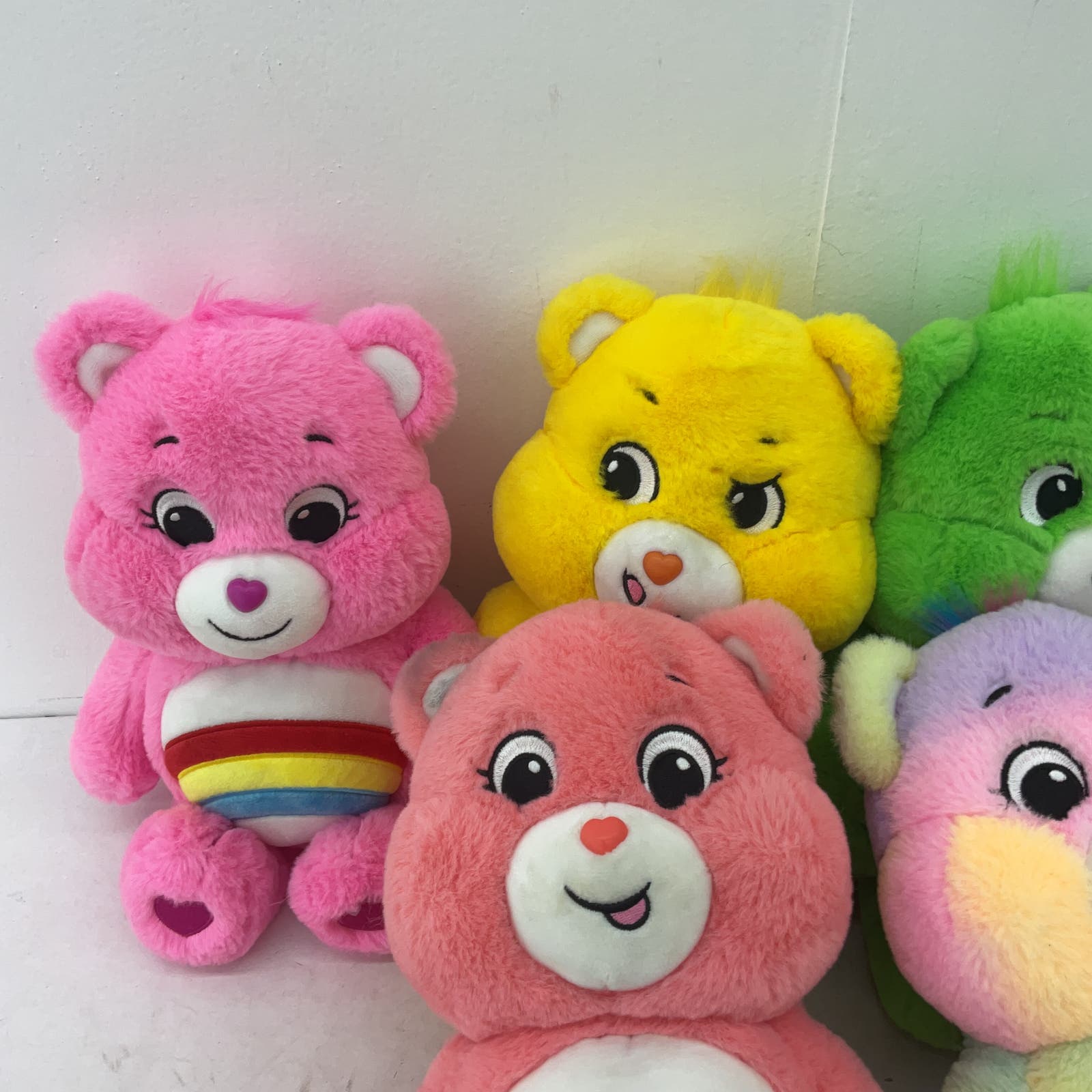 Care Bears Pink Orange Green Yellow Flower heart Plush Stuffed Animal Lot - Warehouse Toys