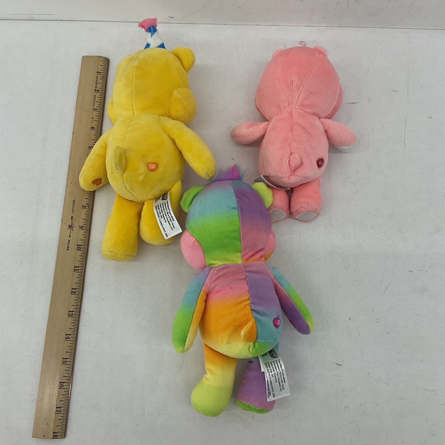 Care Bears Pink Purple Yellow Cupcake Heart Rainbow Plush Toy Lot - Warehouse Toys