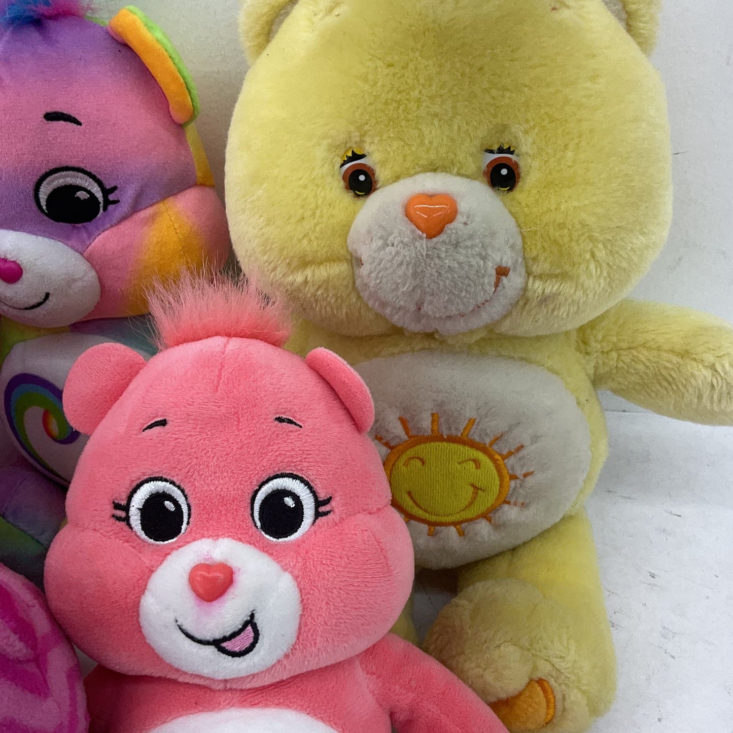 Care Bears Pink Purple Yellow Sun Rainbow Heart Stuffed Animal Toy Lot Plush - Warehouse Toys