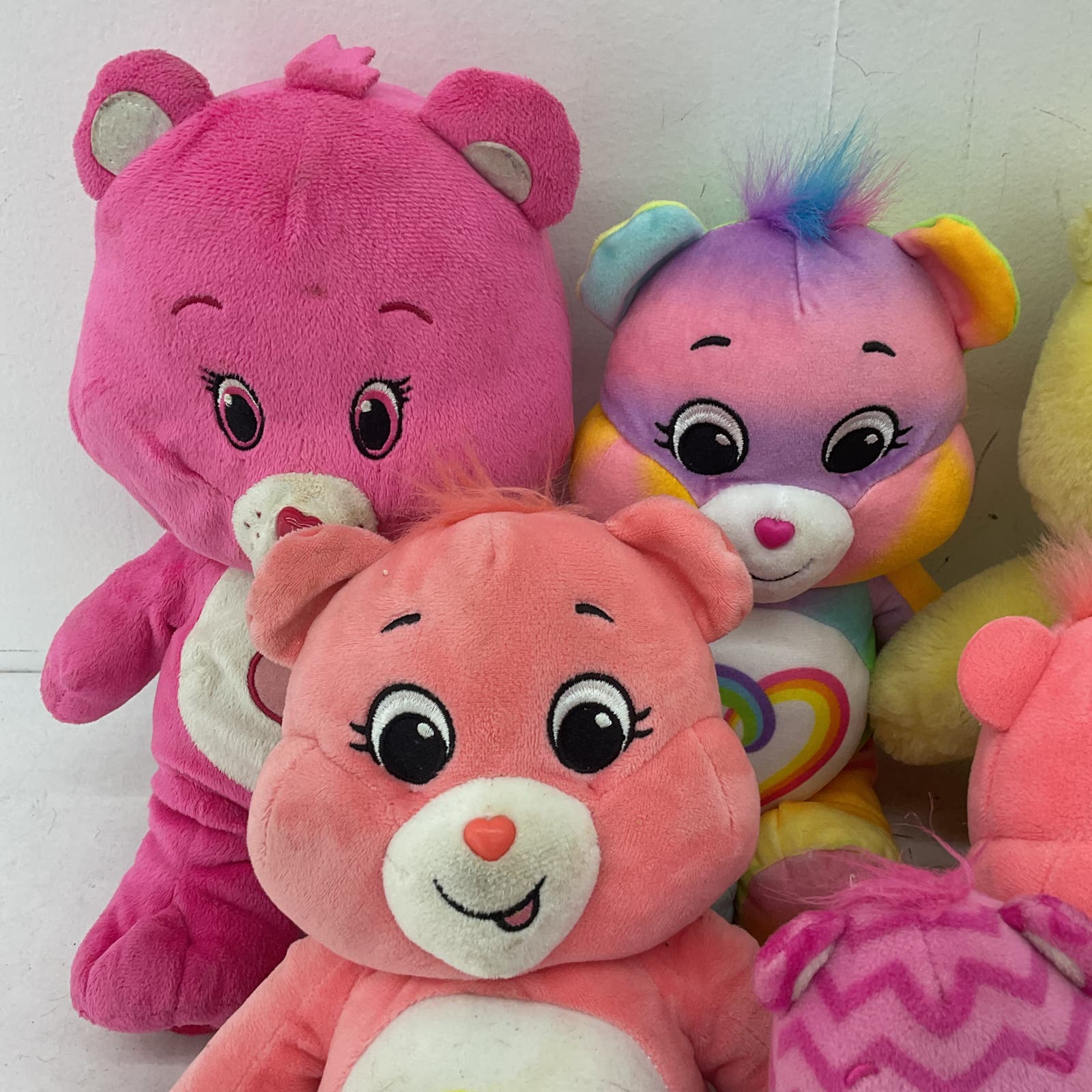 Care Bears Pink Purple Yellow Sun Rainbow Heart Stuffed Animal Toy Lot Plush - Warehouse Toys