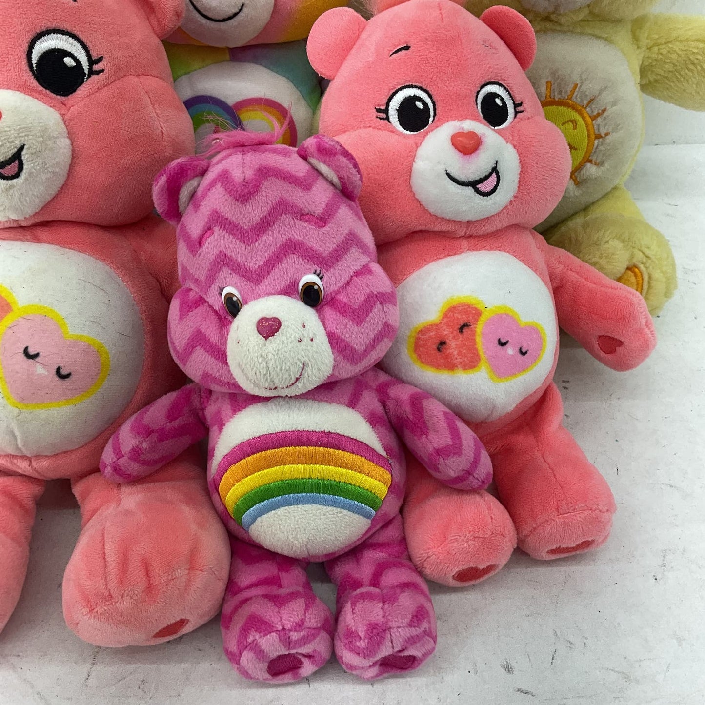 Care Bears Pink Purple Yellow Sun Rainbow Heart Stuffed Animal Toy Lot Plush - Warehouse Toys