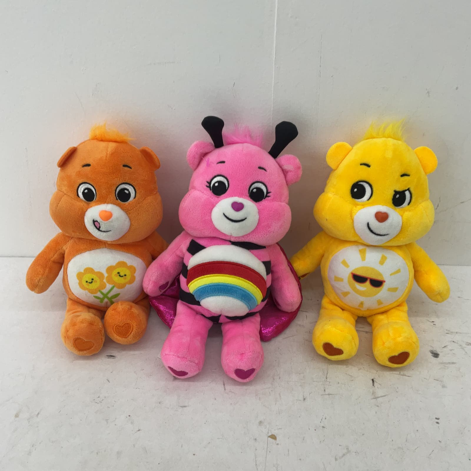 Care Bears Pink Yellow Orange Sun Flower Rainbow Plush Toy Lot - Warehouse Toys