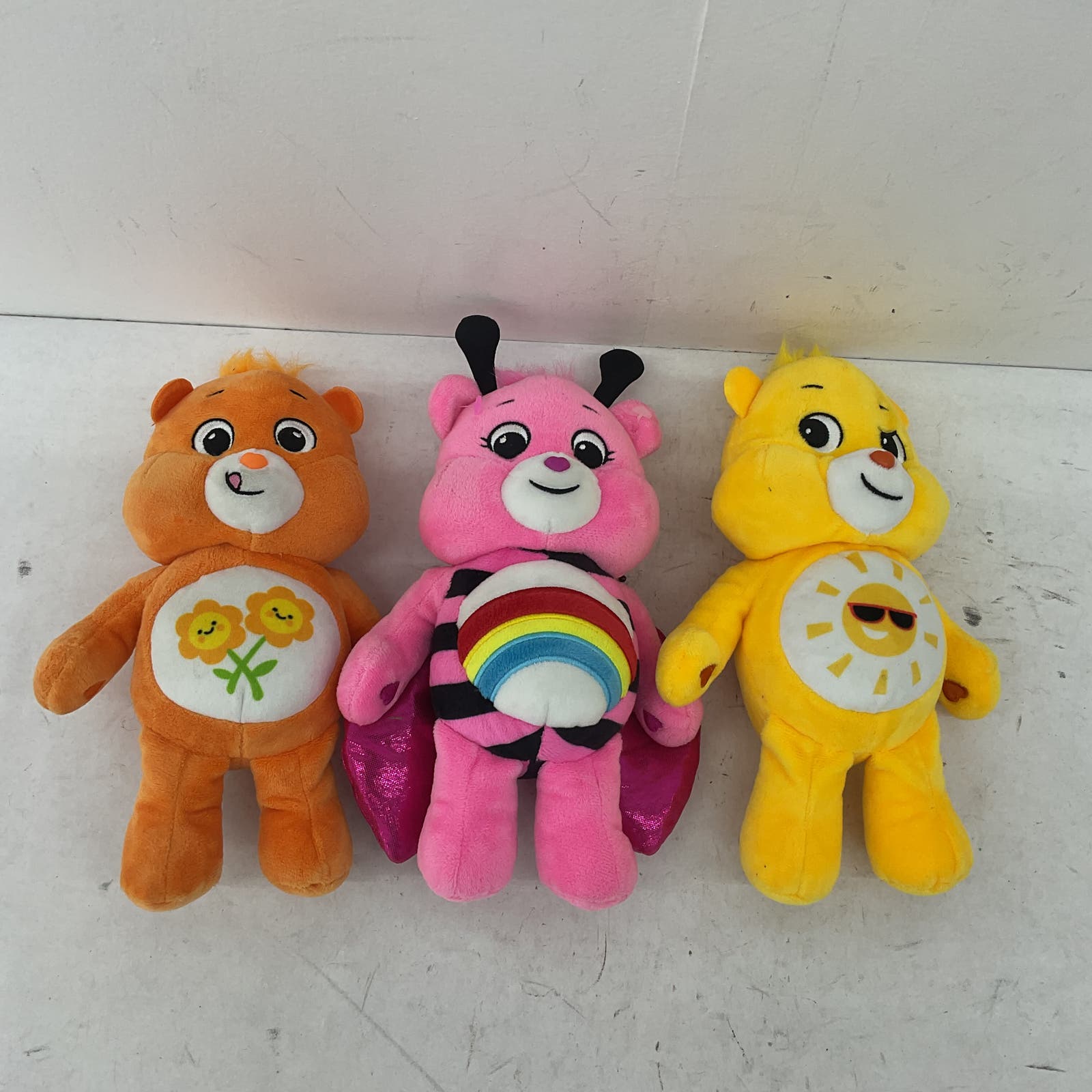 Care Bears Pink Yellow Orange Sun Flower Rainbow Plush Toy Lot - Warehouse Toys