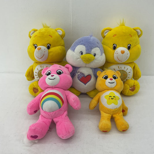 Care Bears Pink Yellow Penguin Stuffed Animal Plush Lot - Warehouse Toys