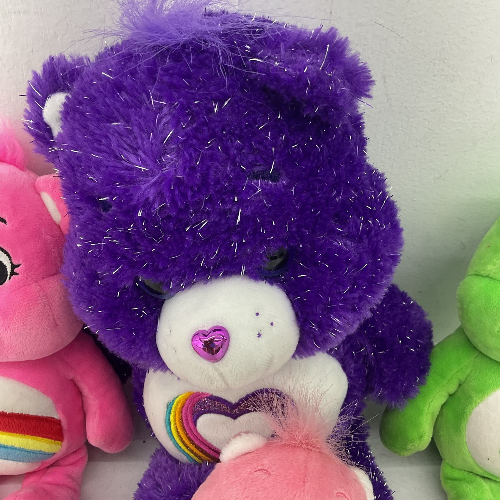 Care Bears Plush Stuffed Animal Toy Lot Pink Purple Green - Warehouse Toys