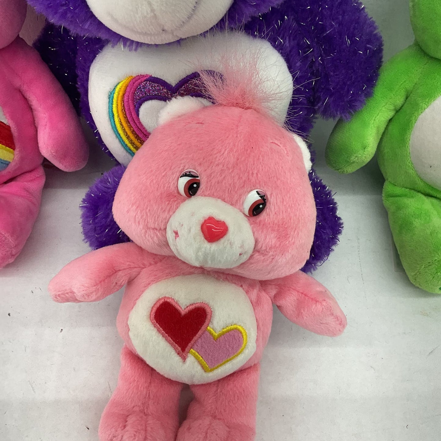 Care Bears Plush Stuffed Animal Toy Lot Pink Purple Green - Warehouse Toys