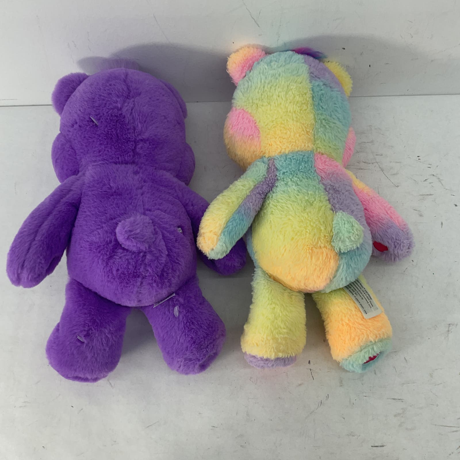 Care Bears Plush Toy Lot Pink Purple Tie Dye Hearts Stuffed Animals - Warehouse Toys