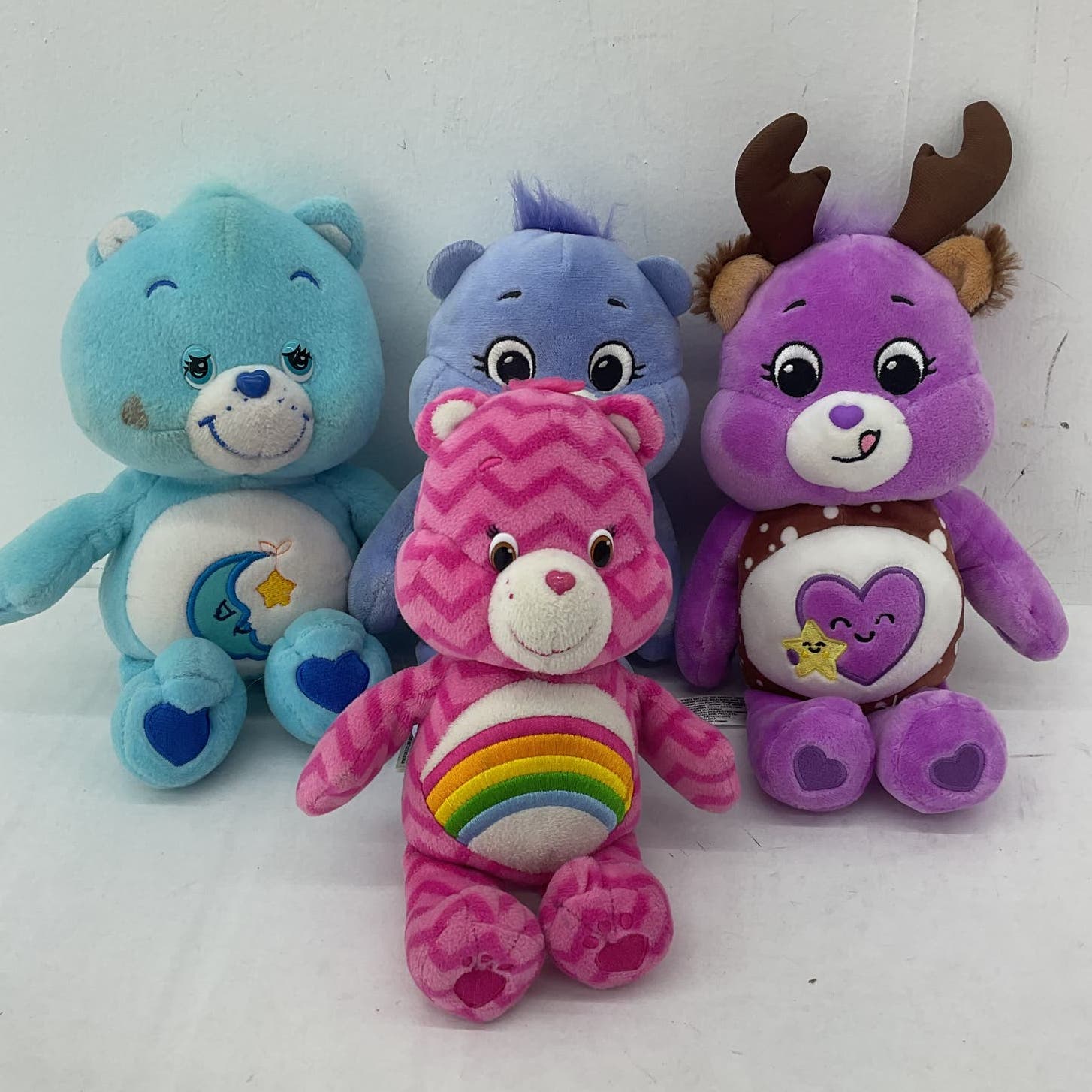 Care Bears Purple Blue Heart Rainbow Moon Stuffed Animal Plush Lot - Warehouse Toys