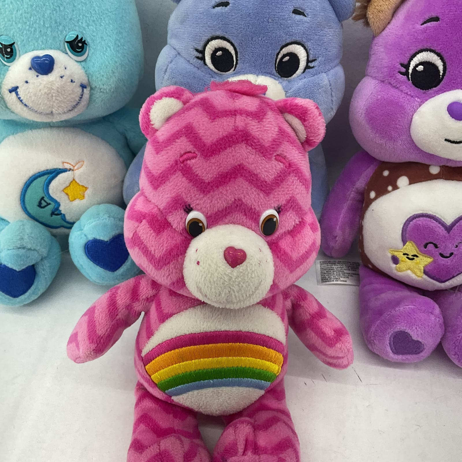 Care Bears Purple Blue Heart Rainbow Moon Stuffed Animal Plush Lot - Warehouse Toys