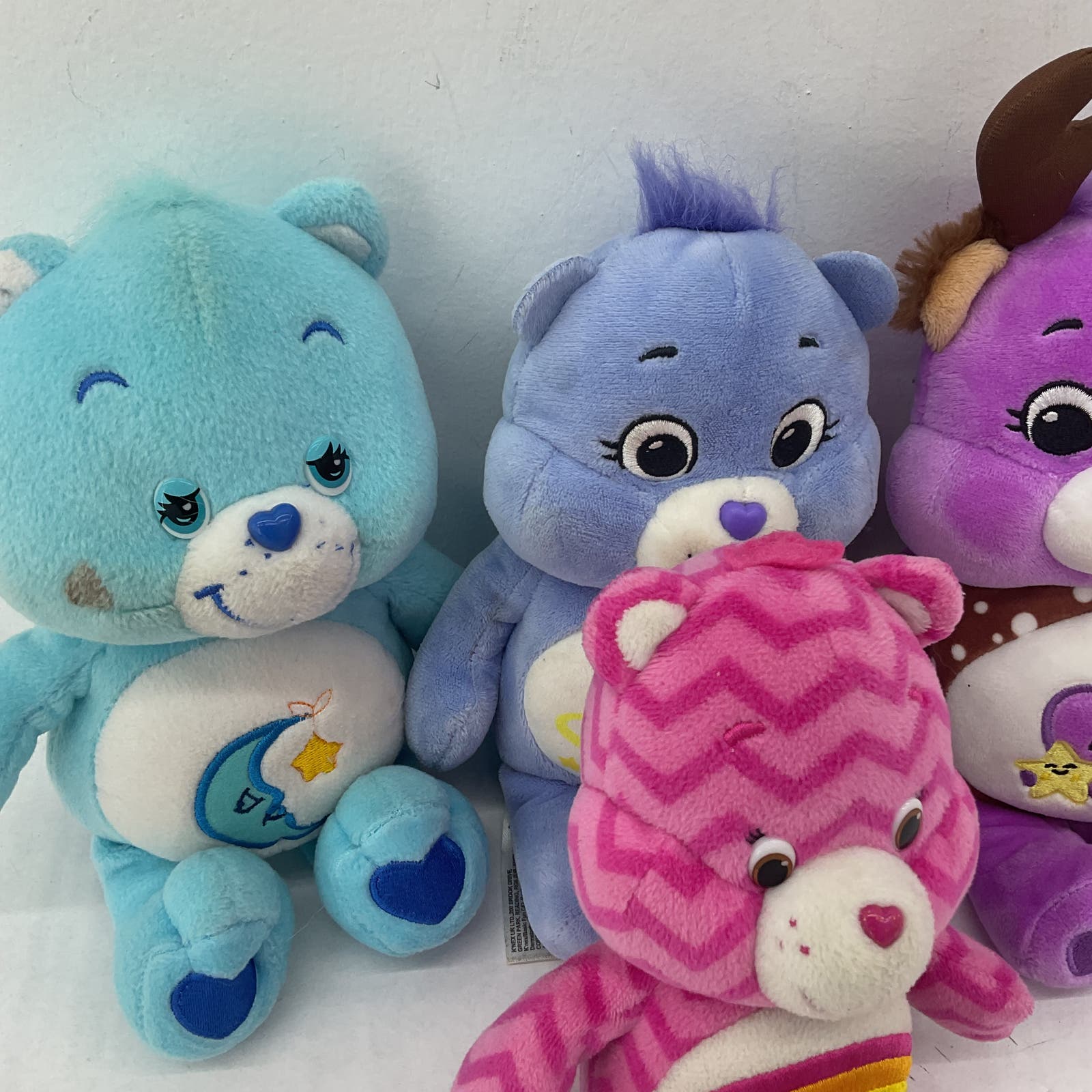 Care Bears Purple Blue Heart Rainbow Moon Stuffed Animal Plush Lot - Warehouse Toys