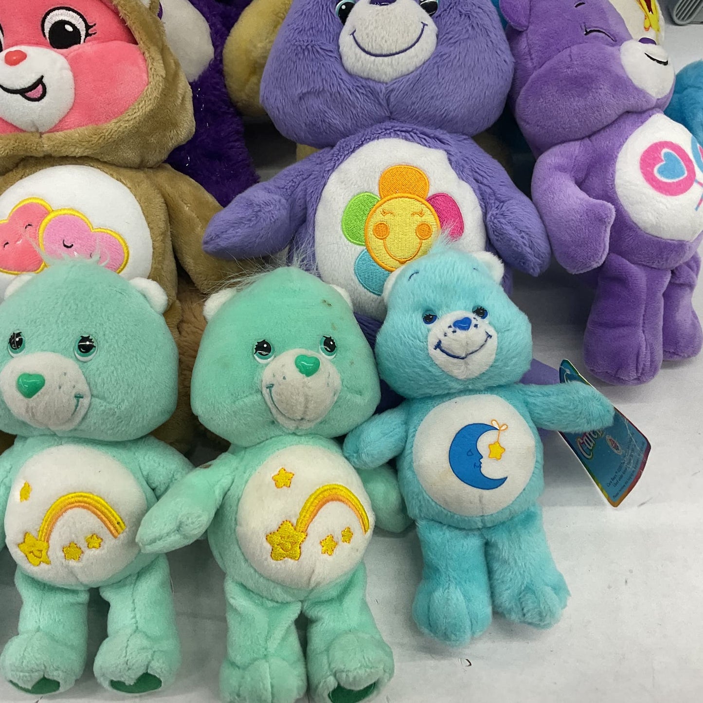 Care Bears Purple Blue Yellow Green Pink Rainbow Toy Stuffed Animals Lot - Warehouse Toys