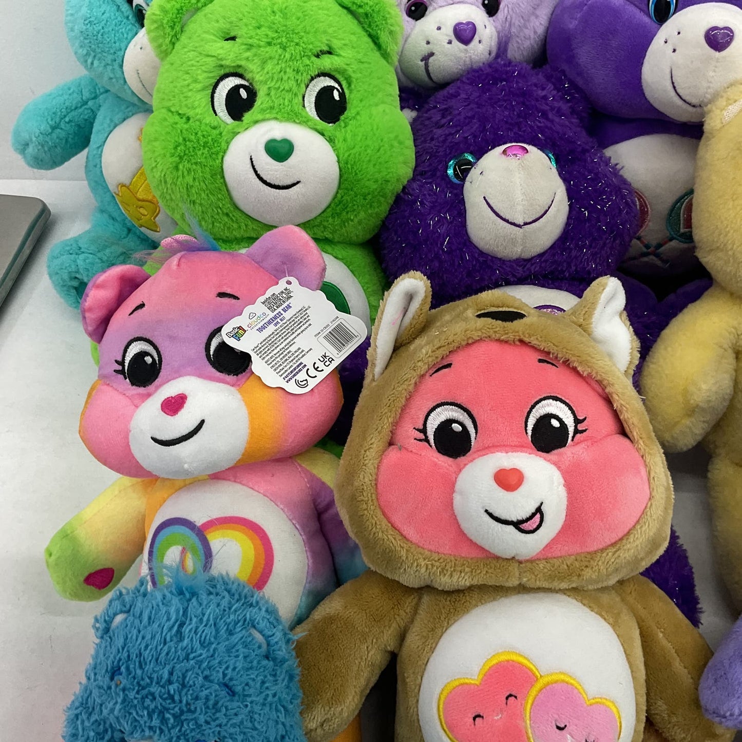 Care Bears Purple Blue Yellow Green Pink Rainbow Toy Stuffed Animals Lot - Warehouse Toys