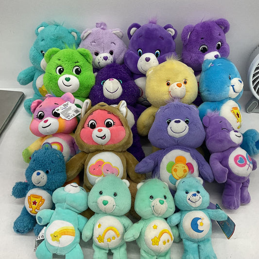 Care Bears Purple Blue Yellow Green Pink Rainbow Toy Stuffed Animals Lot - Warehouse Toys