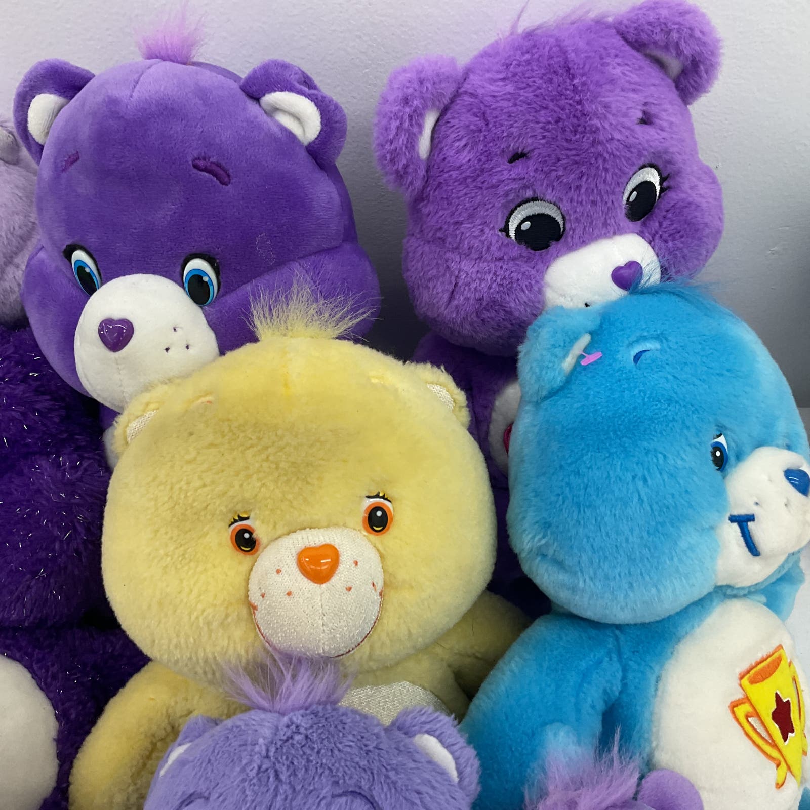 Care Bears Purple Blue Yellow Green Pink Rainbow Toy Stuffed Animals Lot - Warehouse Toys