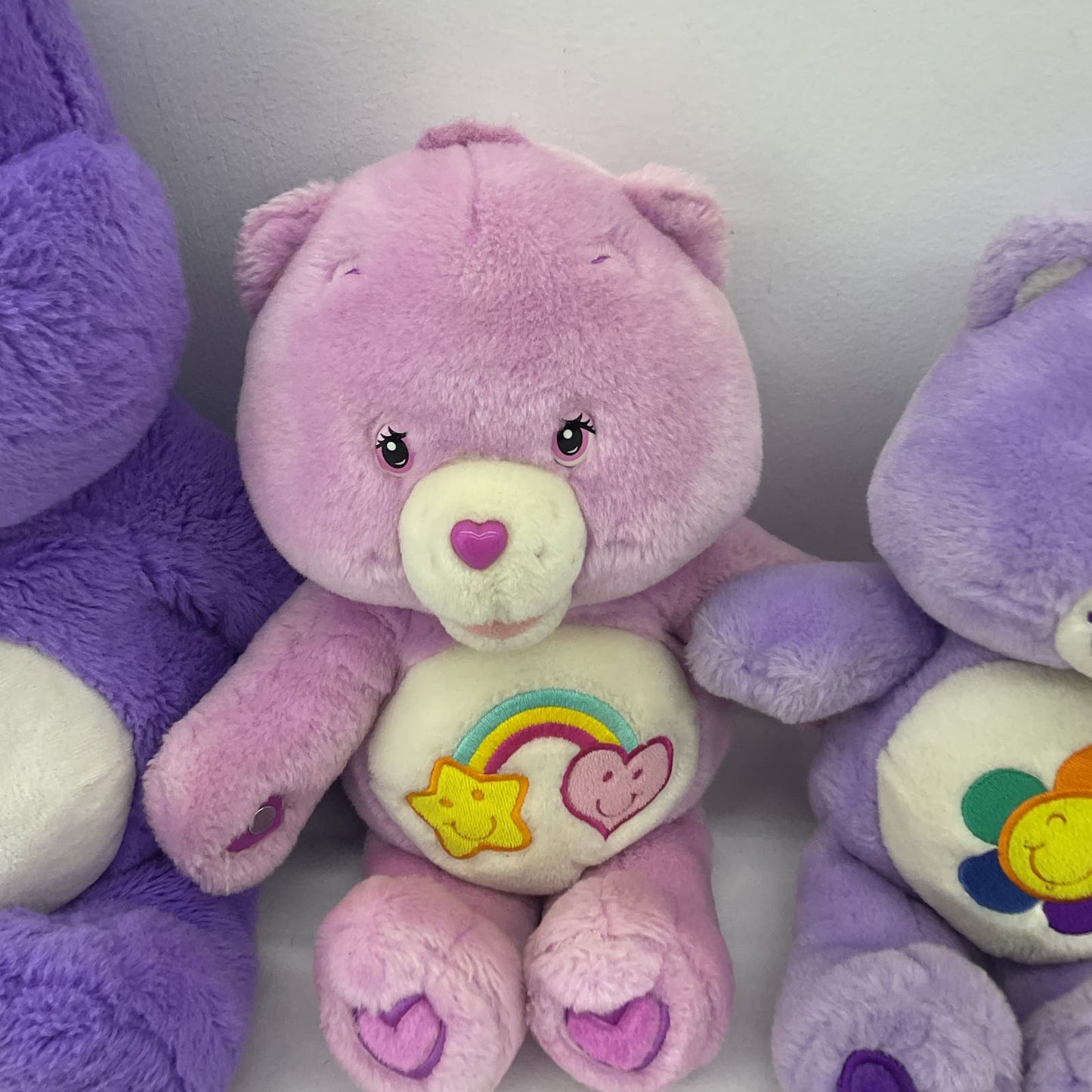 Care Bears Purple Pink Flower Star Heart Stuffed Animal Plush Toy Lot - Warehouse Toys