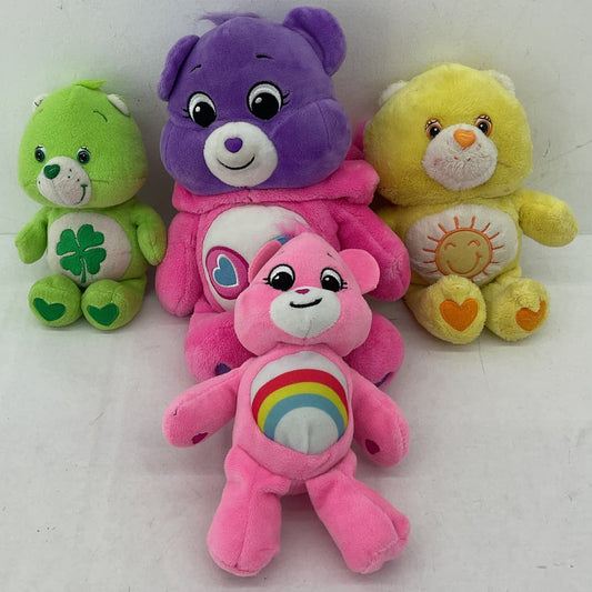 Care Bears Purple Pink Yellow Clover Heart Green Plush Toy Lot - Warehouse Toys