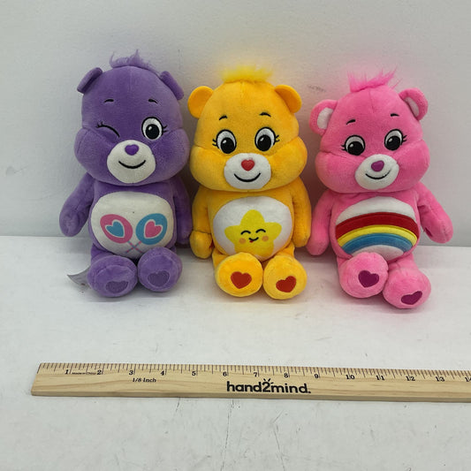 Care Bears Purple Pink Yellow Heart Sun Rainbow Stuffed Animal Plush Lot - Warehouse Toys