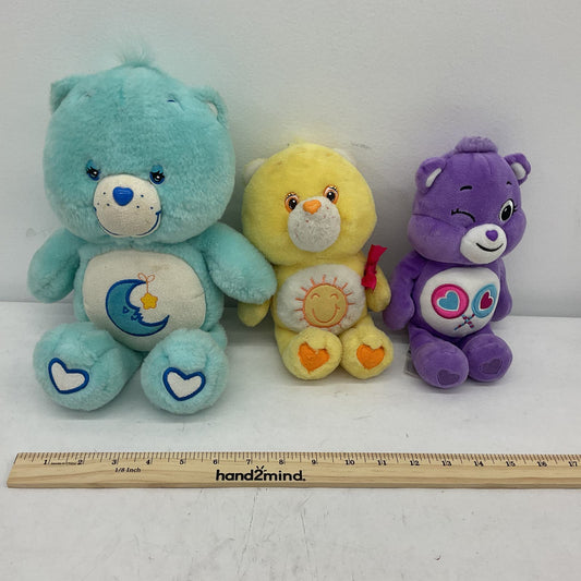 Care Bears Purple Yellow Blue Moon Sun Heart Stuffed Animal Plush Lot - Warehouse Toys