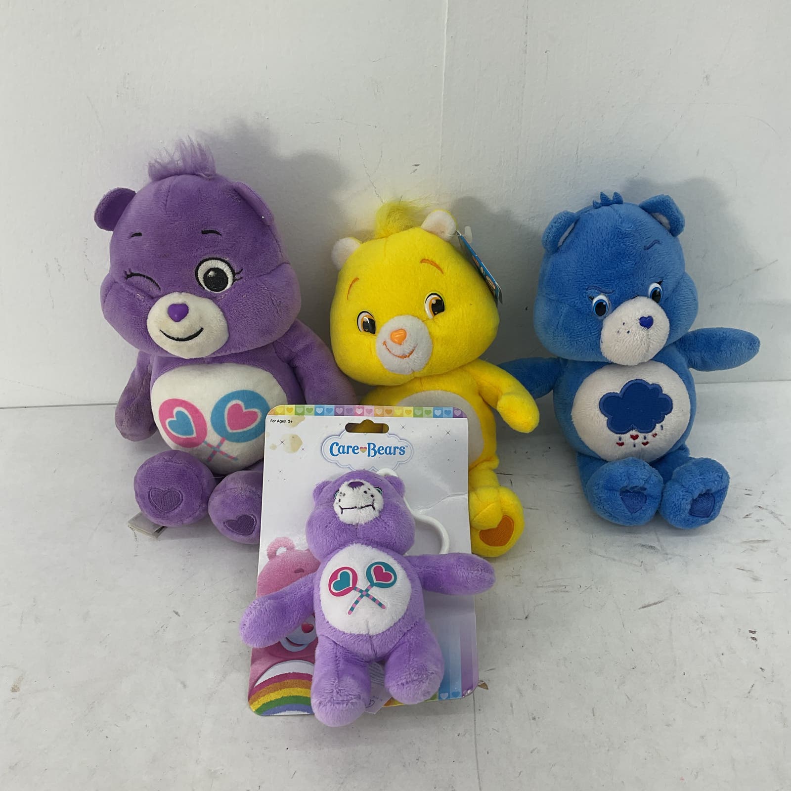 Care Bears Purple Yellow Grumpy Stuffed Animal Toy Lot - Warehouse Toys