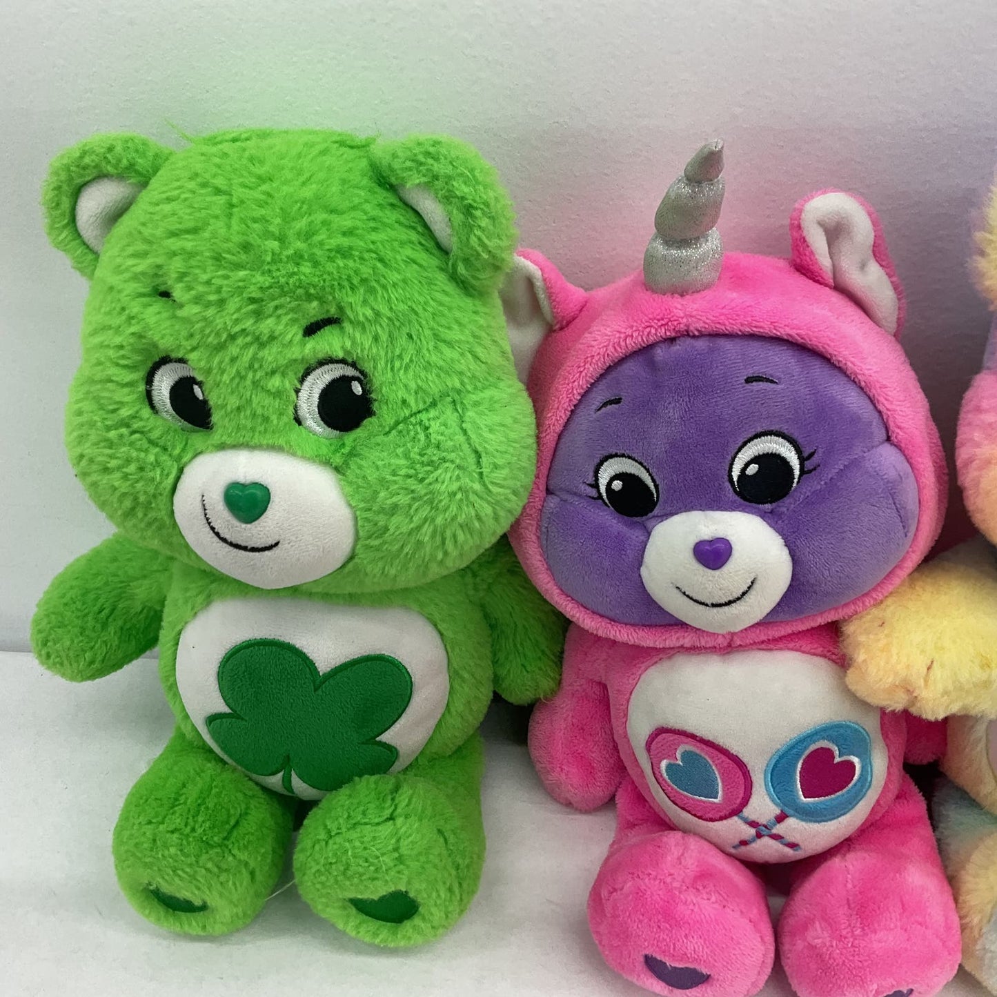 Care Bears Stuffed Animal Green Purple Pink Clover Hearts - Warehouse Toys