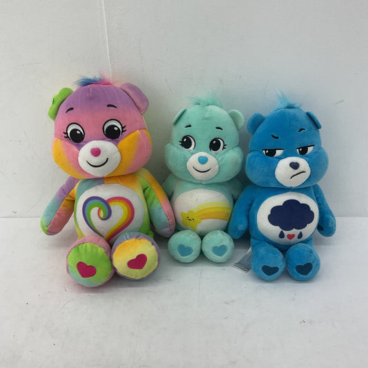 Care Bears Stuffed Animal Plush Lot Blue Grumpy Rainbow Tie Dye - Warehouse Toys