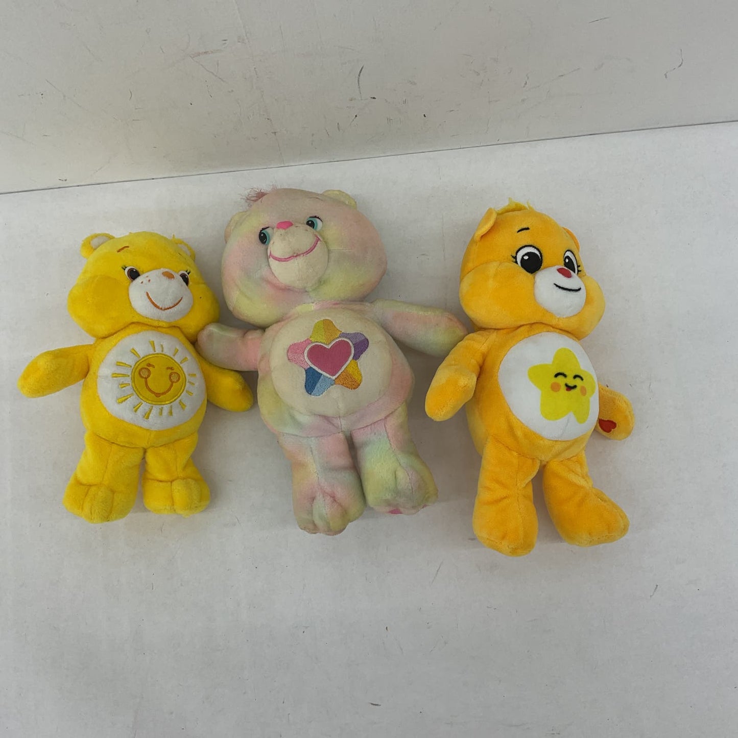 Care Bears Stuffed Animal Plush Toy Lot Heart Star Sun Yellow Orange - Warehouse Toys