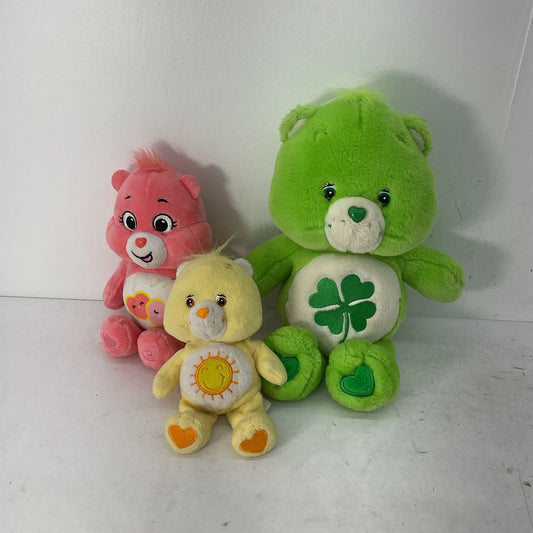 Care Bears Stuffed Animal Plush Toy Lot Pink Yellow Sun Green Clover - Warehouse Toys