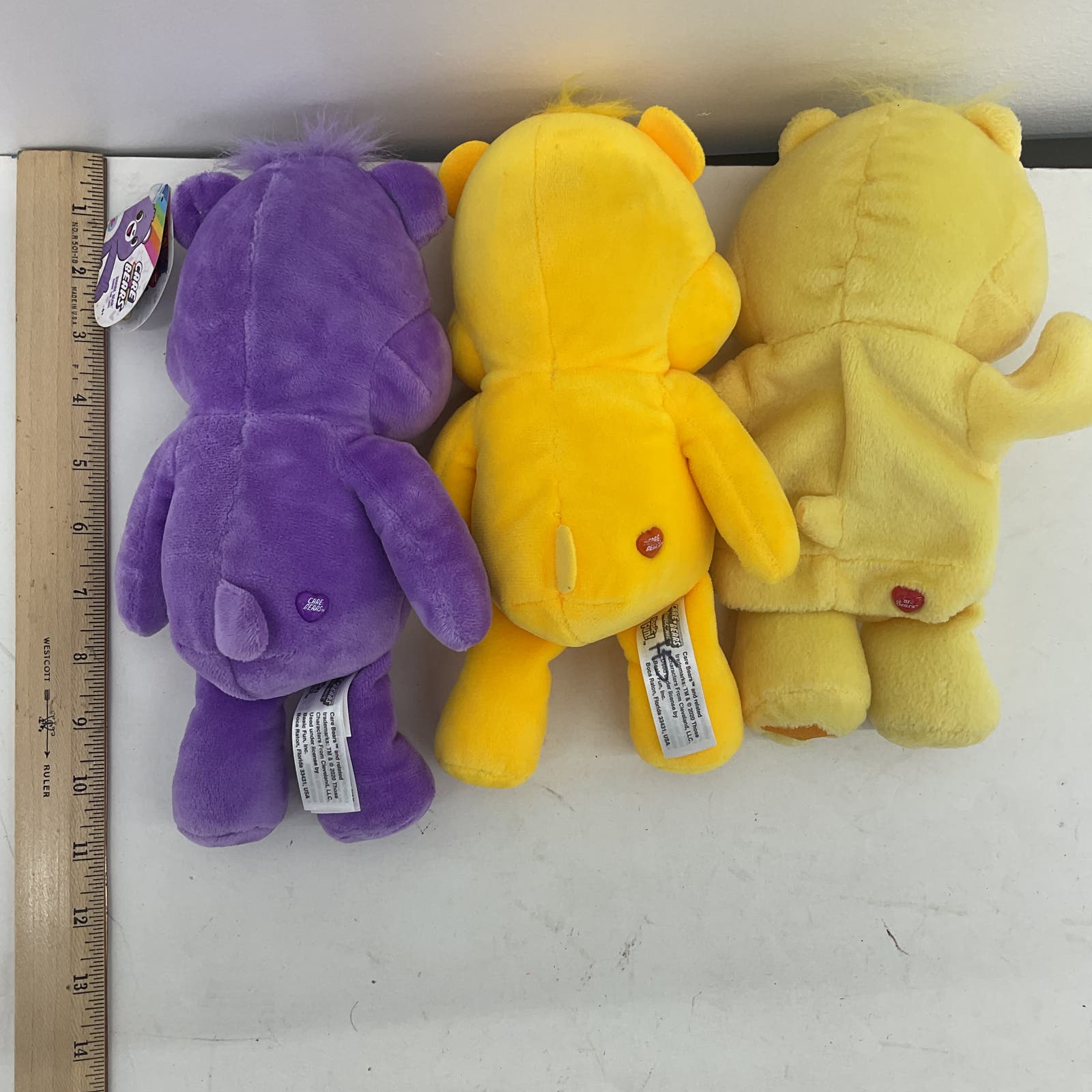 Care Bears Stuffed Animal Plush Toy Lot Purple Yellow Sun Heart - Warehouse Toys