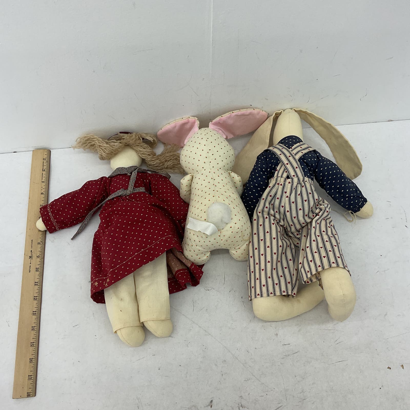 Country Home Style Cloth Doll Bunny Rabbit Girl Doll Stuffed Animal Toy Lot - Warehouse Toys