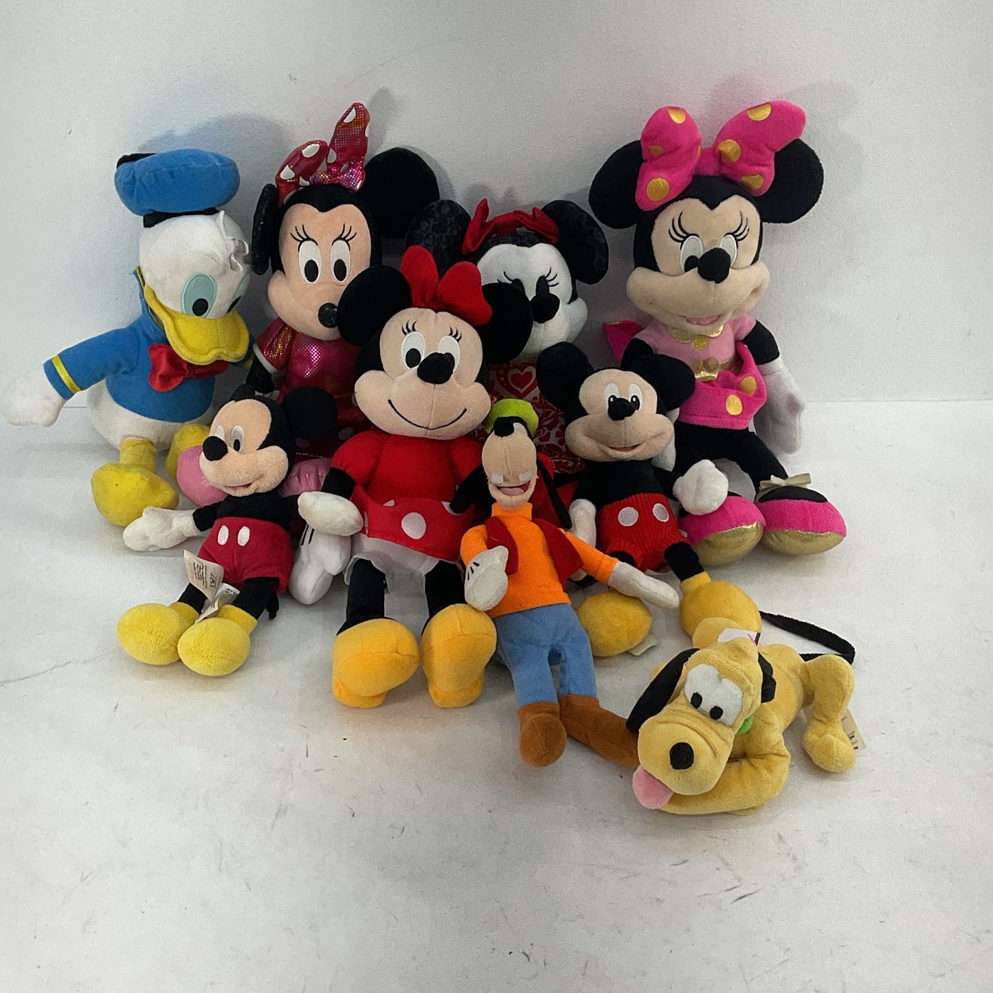 CUTE Used LOT Disney Character Plush Dolls Mickey Minnie Mouse Pluto Donald - Warehouse Toys