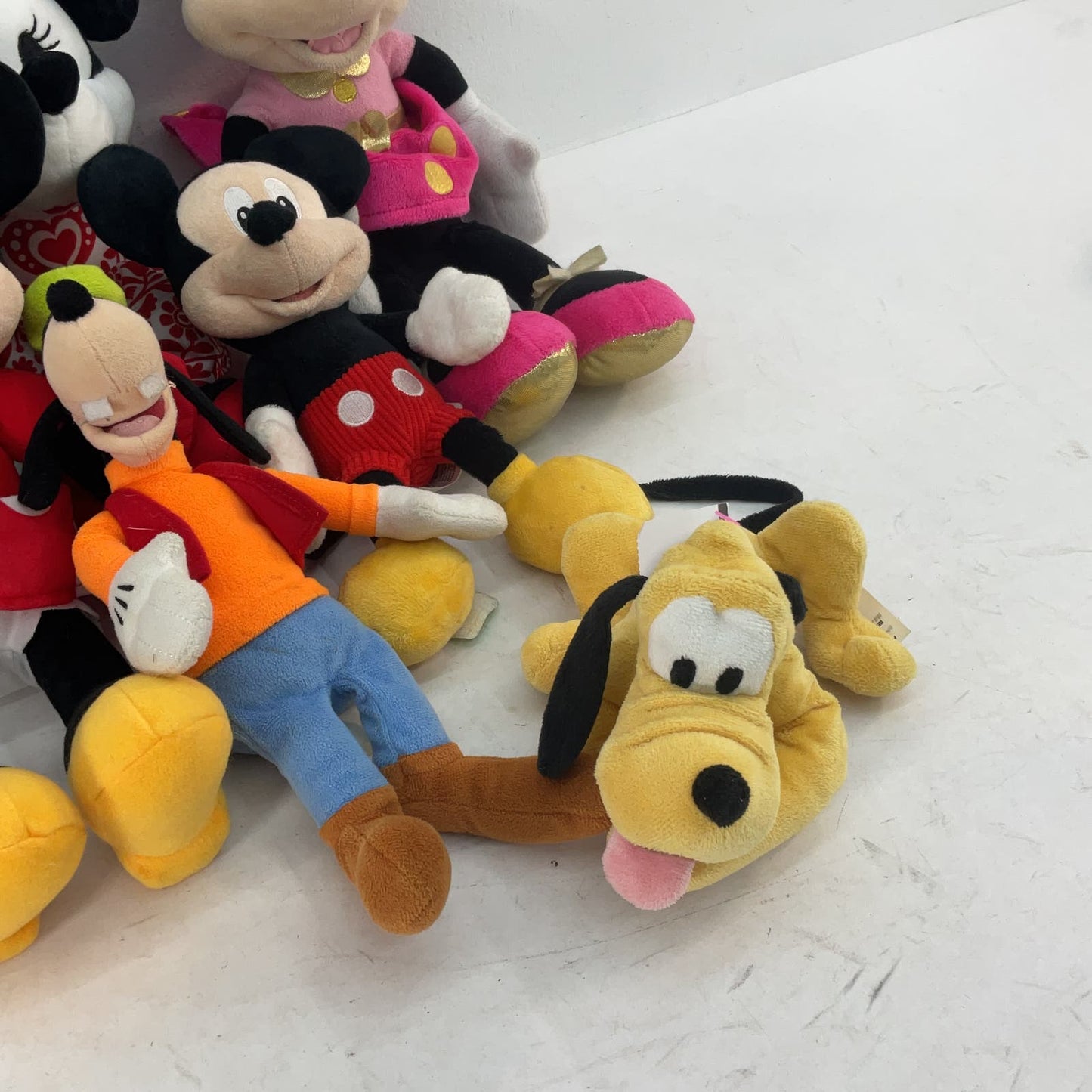 CUTE Used LOT Disney Character Plush Dolls Mickey Minnie Mouse Pluto Donald - Warehouse Toys